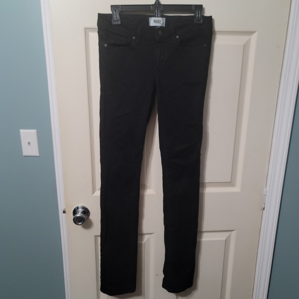 Paige Denim Skyline Straight Stretch Denim Black Ink Jeans Woman’s Size‎ 27